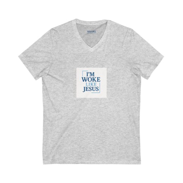 Woke Like Jesus V-Neck Tee - Inspirational Unisex T-Shirt for Freedom Lovers - Image 3
