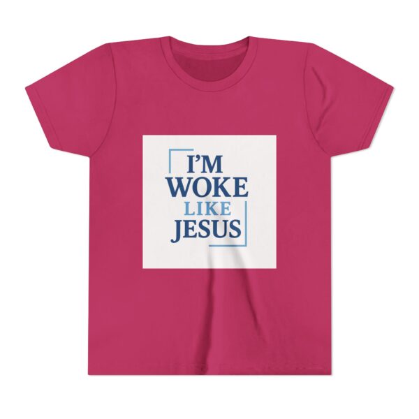 Inspirational Youth Short Sleeve Tee - "I’m Woke Like Jesus" - Image 17