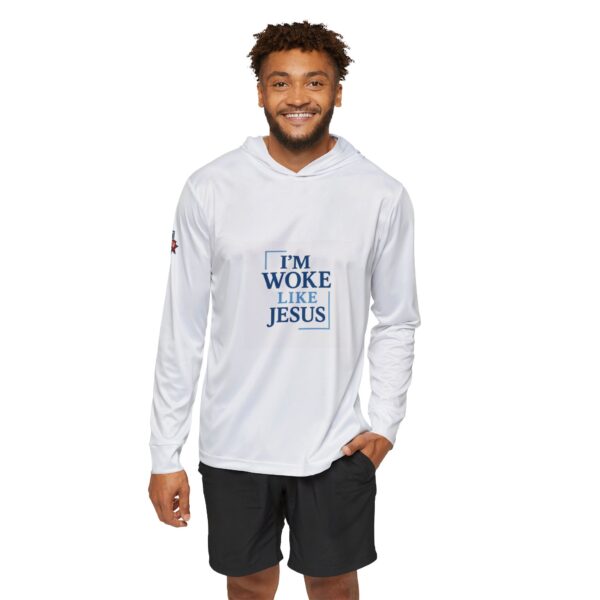 Men's Faith-Inspired Sports Warmup Hoodie - "I'M WOKE LIKE JESUS" - Image 3