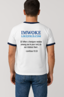 Men's Tee - Bold & Woke Navy Blue Ringer Tee with Leviticus 19:33