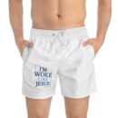 Funny Woke Swim Trunks for Beach & Pool Fun