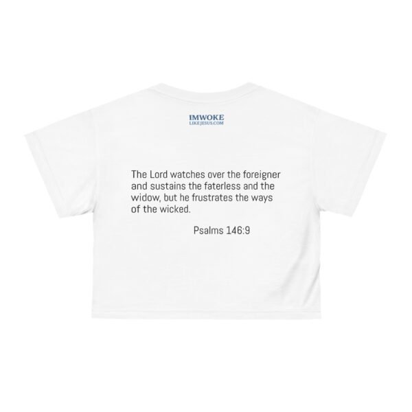Inspirational Crop Tee - 'IM WOKE' Christian Message with Psalms 146:9 - Image 2