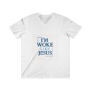 Men's V-Neck Tee: "I'm Woke Like Jesus" Graphic Shirt - Casual Wear, Gift Idea, Christian Apparel, Summer Style, Daily Inspiration