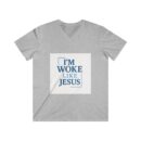 Men's V-Neck Tee: "I'm Woke Like Jesus" Graphic Shirt - Casual Wear, Gift Idea, Christian Apparel, Summer Style, Daily Inspiration