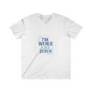 Christian V-Neck Tee, I'm Woke Like Jesus, Pope Leo Quote