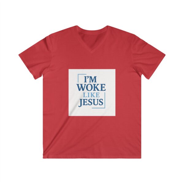Christian V-Neck Tee, I'm Woke Like Jesus, Pope Leo Quote - Image 7