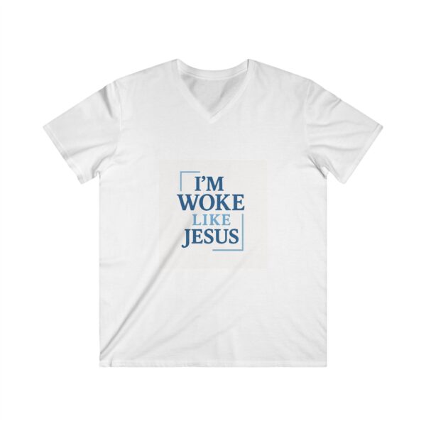 Christian V-Neck Tee, I'm Woke Like Jesus, Pope Leo Quote