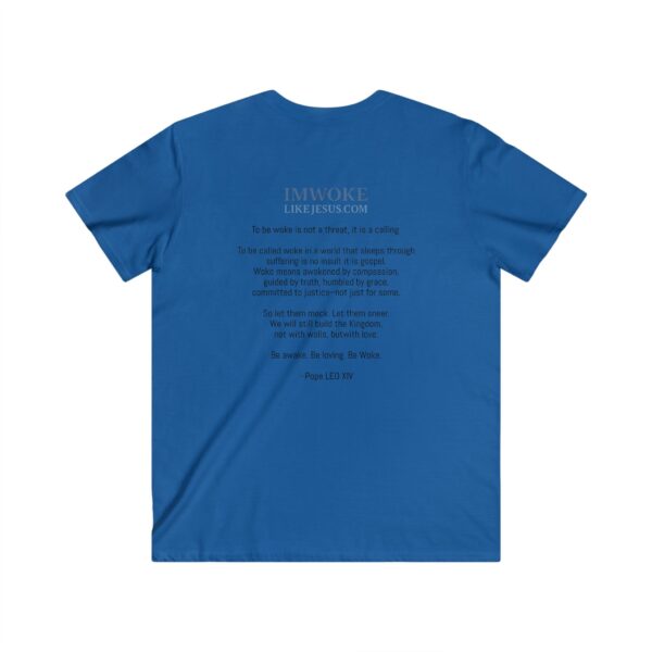 Men's V-Neck Tee: "I'm Woke Like Jesus" Graphic Shirt - Casual Wear, Gift Idea, Christian Apparel, Summer Style, Daily Inspiration - Image 6