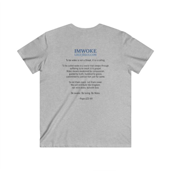 Men's V-Neck Tee: "I'm Woke Like Jesus" Graphic Shirt - Casual Wear, Gift Idea, Christian Apparel, Summer Style, Daily Inspiration - Image 4