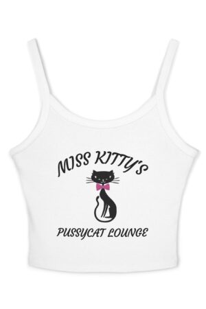 Playful Cat-Themed Women's Tank Top, Cute Summer Shirt, Gift for Cat Lovers, Funny Animal Apparel, White Spaghetti Strap Tee